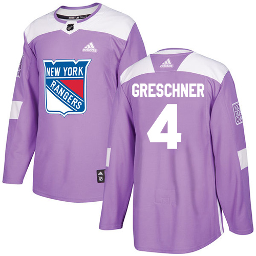Adidas Rangers #4 Ron Greschner Purple Authentic Fights Cancer Stitched NHL Jersey